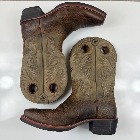Ariat Mens 11 D Boots Heritage Roughstock Two Tone Western Cowboy Leather Ranch - Picture 6 of 15
